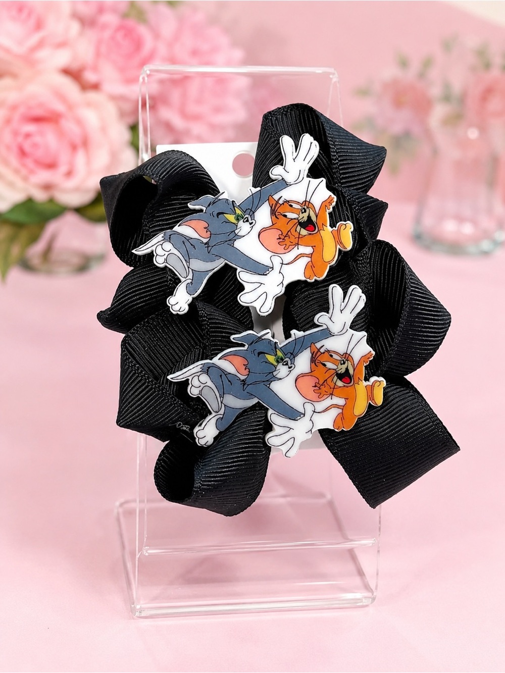 Tom & Jerry 3” Boutique Hair Bow Set | Pair of Handmade Girls Hair Bows